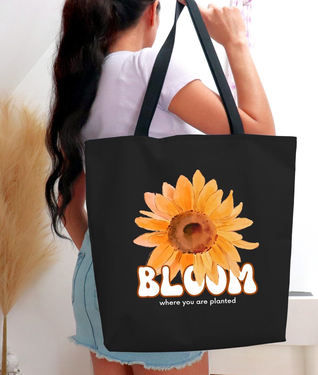 Brighten your day and your style with our high-quality cotton tote bag, featuring a bold, vibrant sunflower and an inspirational quote! This chic and durable bag is perfect for carrying your essentials while spreading a bit of sunshine wherever you go.
