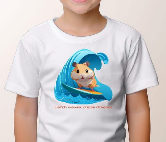 Embrace the thrill of the ocean with our high-quality kids' tee that celebrates the surfing lifestyle and chasing dreams! This vibrant and fun shirt is perfect for young surfers, capturing the excitement of riding waves and pursuing their passions.