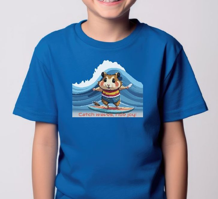 Make a splash with our high-quality kids' tee that celebrates surfing and happiness! This fun and colorful shirt is perfect for young surfers, capturing the joy of catching waves and living life to the fullest.