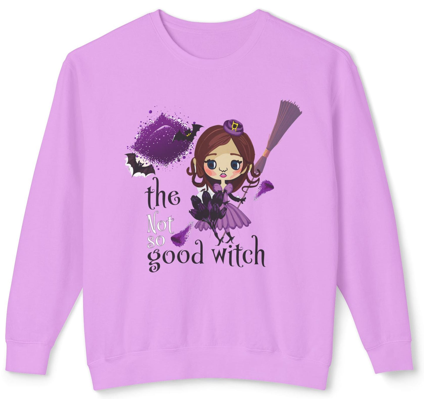 Vintage Inspired Halloween Sweatshirt Featuring A Batty Witch