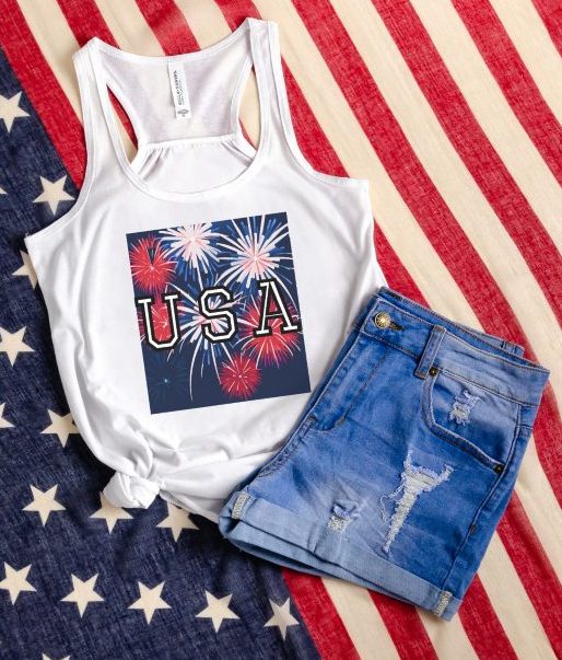 Cute Patriotic Racerback Tank with USA Logo