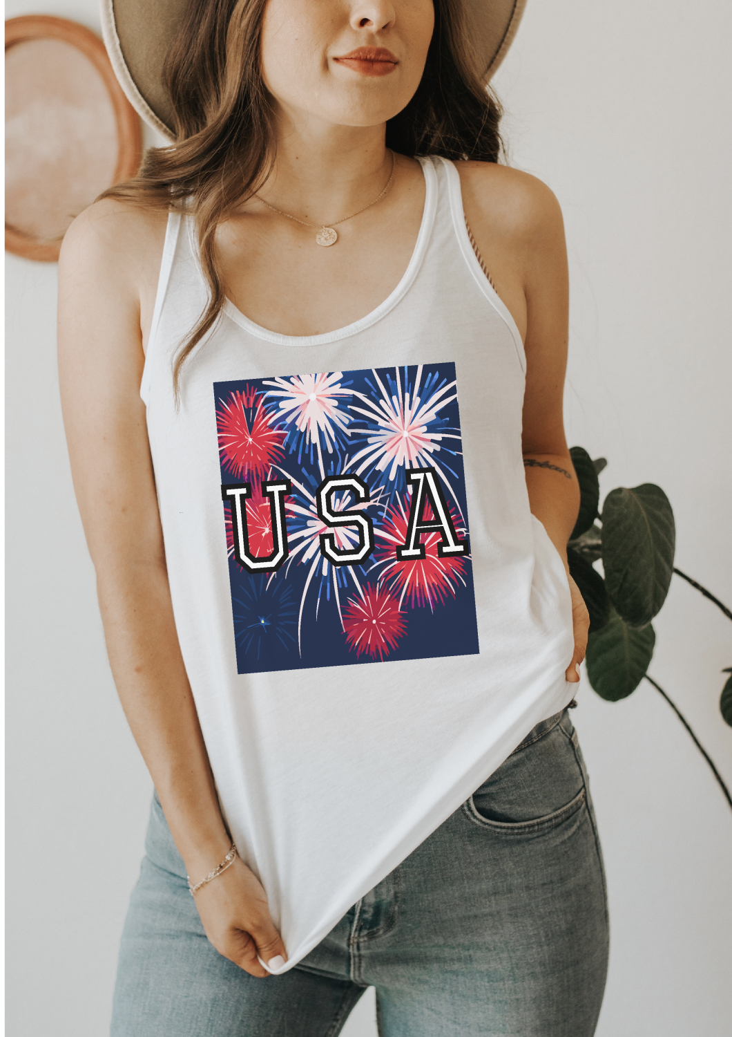 Cute Patriotic Racerback Tank with USA Logo