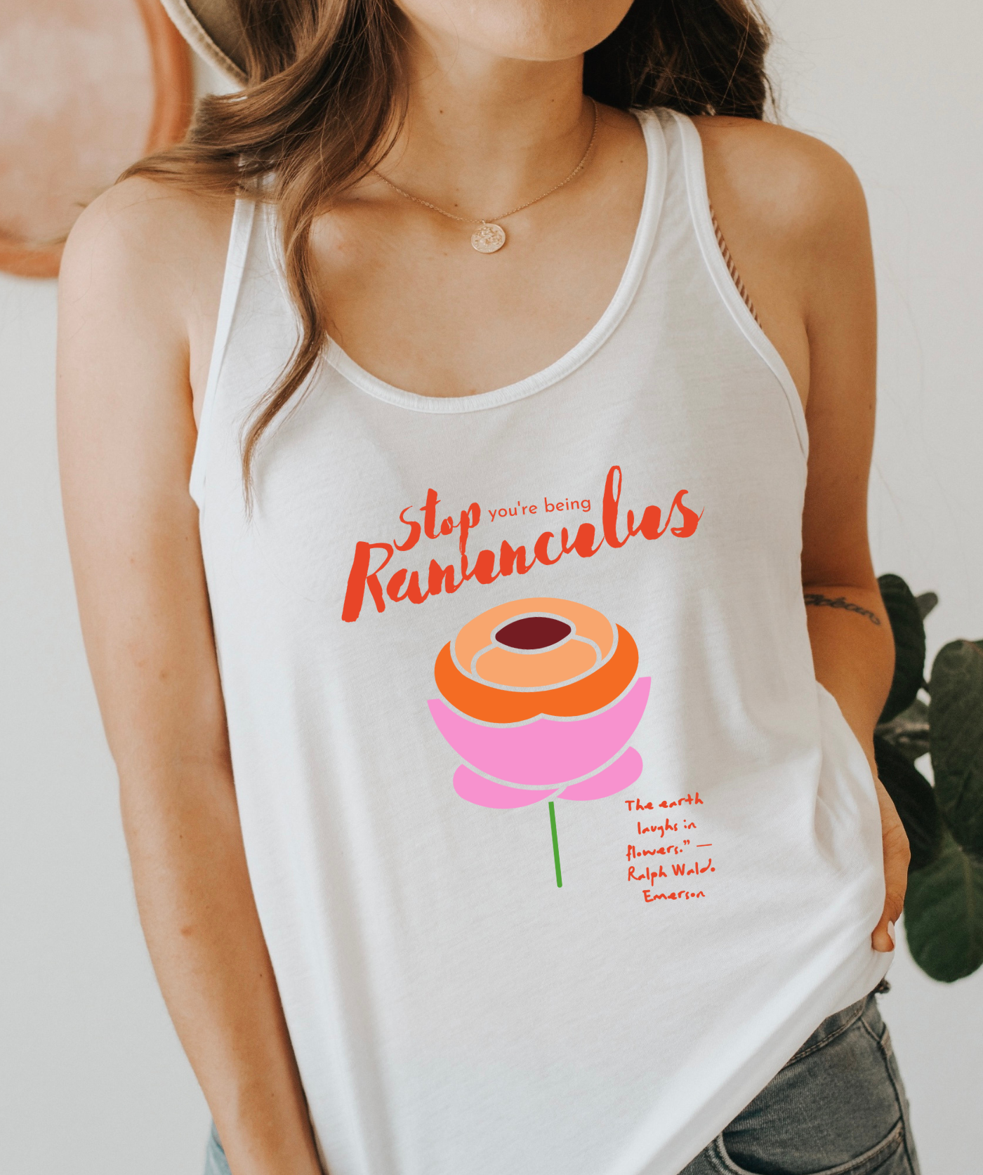 Stop You’re Being Ranunculus Women’s Cotton Racerback Tank