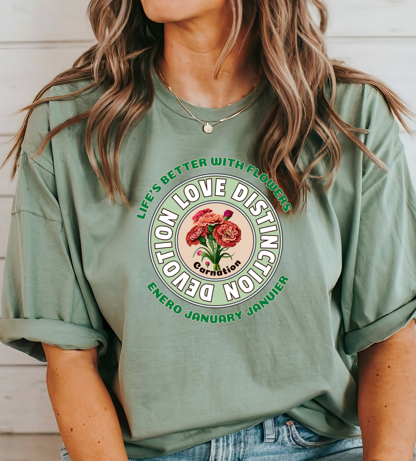Comfy January Carnation Cotton Tee