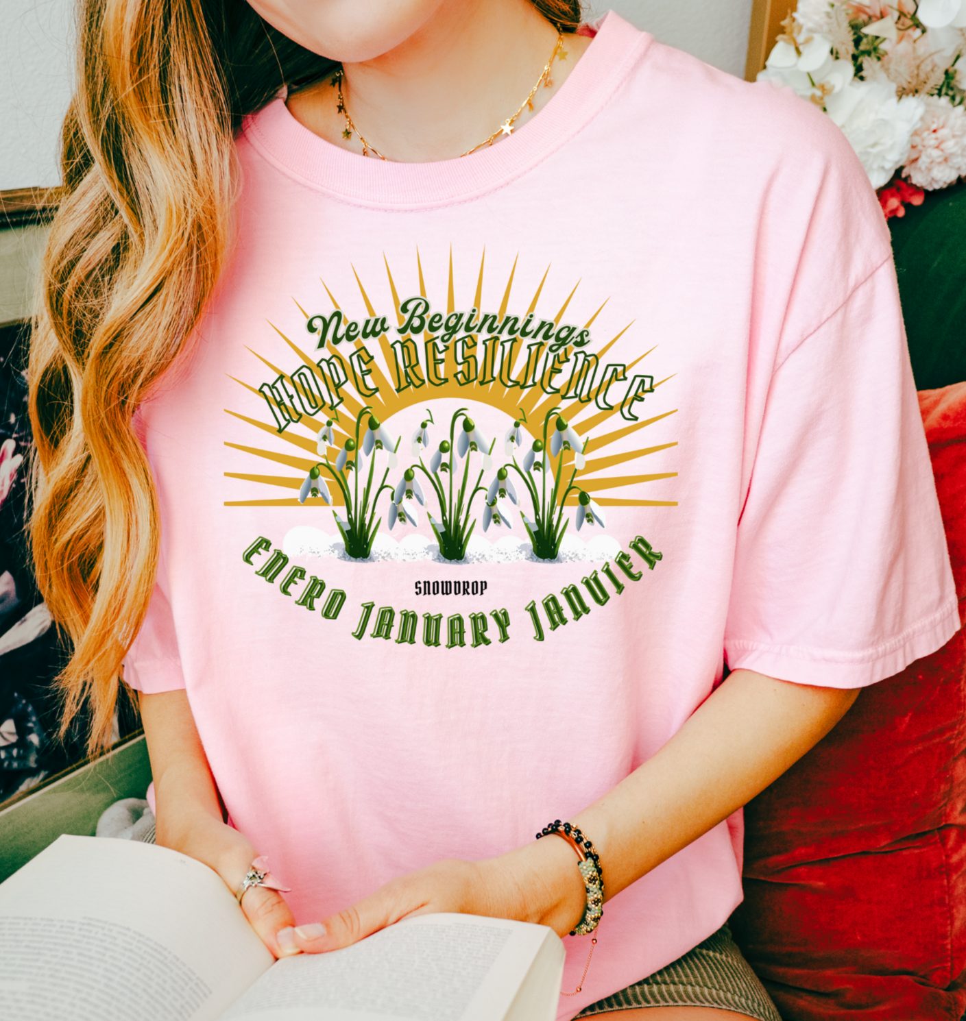 Comfy January Snowdrop Cotton Tee