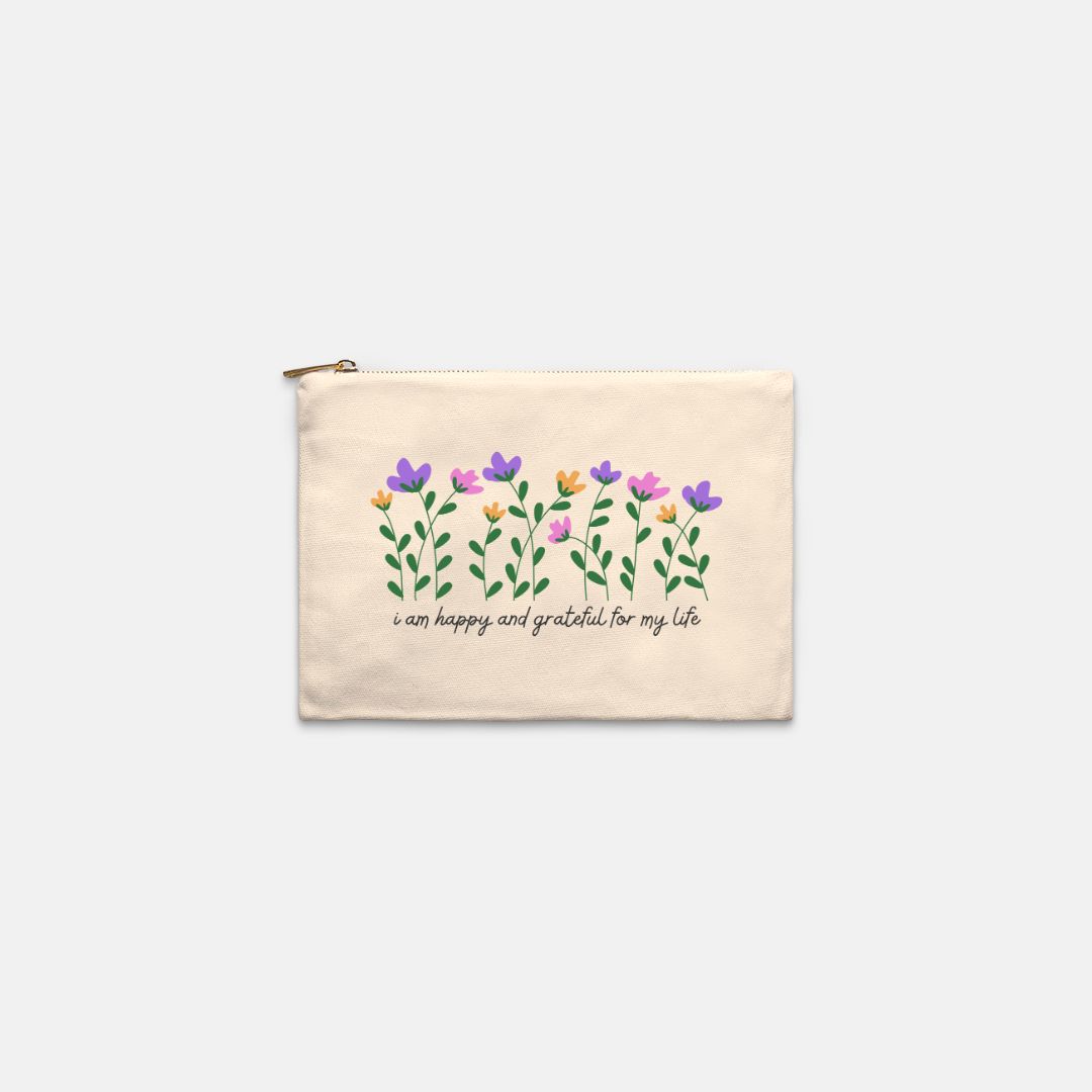 Chic Cosmetic Bag with Inspiring Phrase