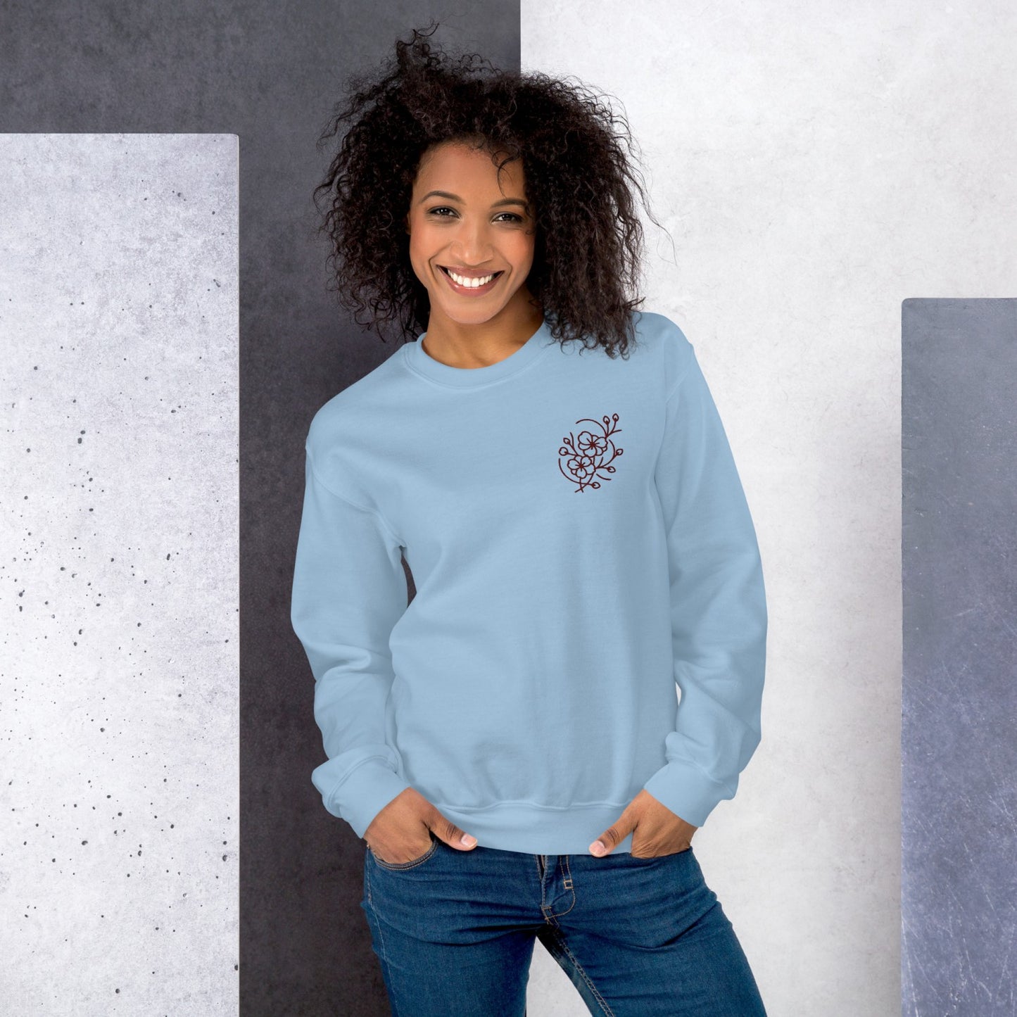 Cozy Embroidered Sakura Sweatshirt