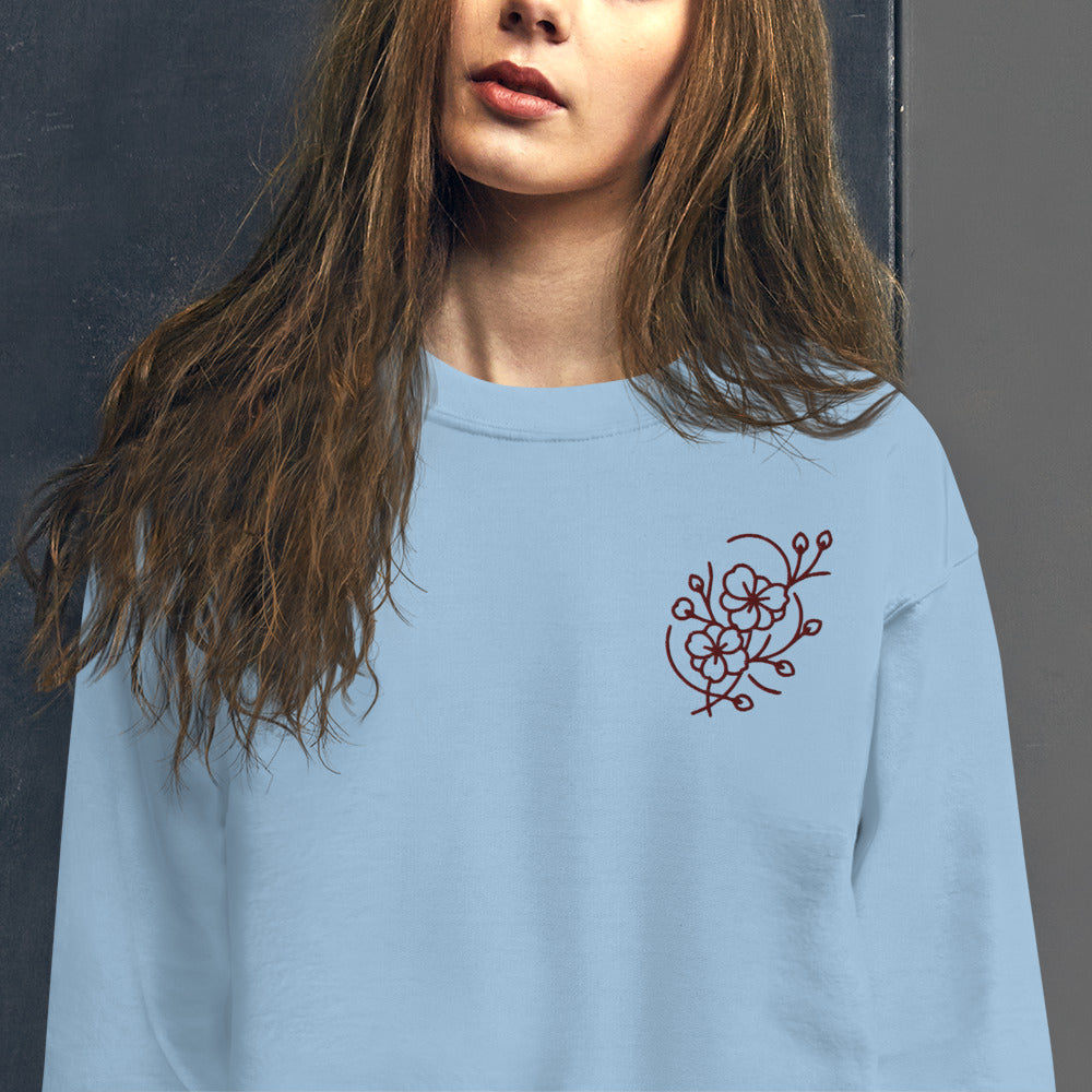 Cozy Embroidered Sakura Sweatshirt