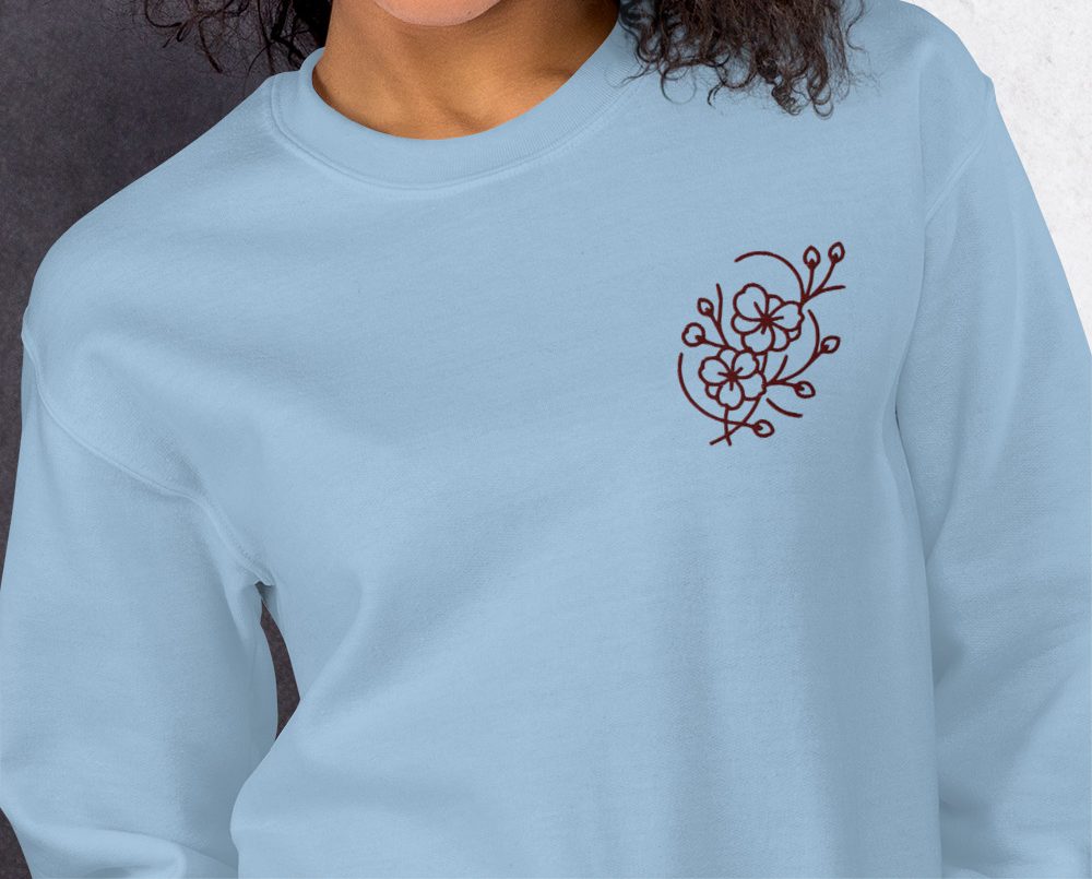 Cozy Embroidered Sakura Sweatshirt