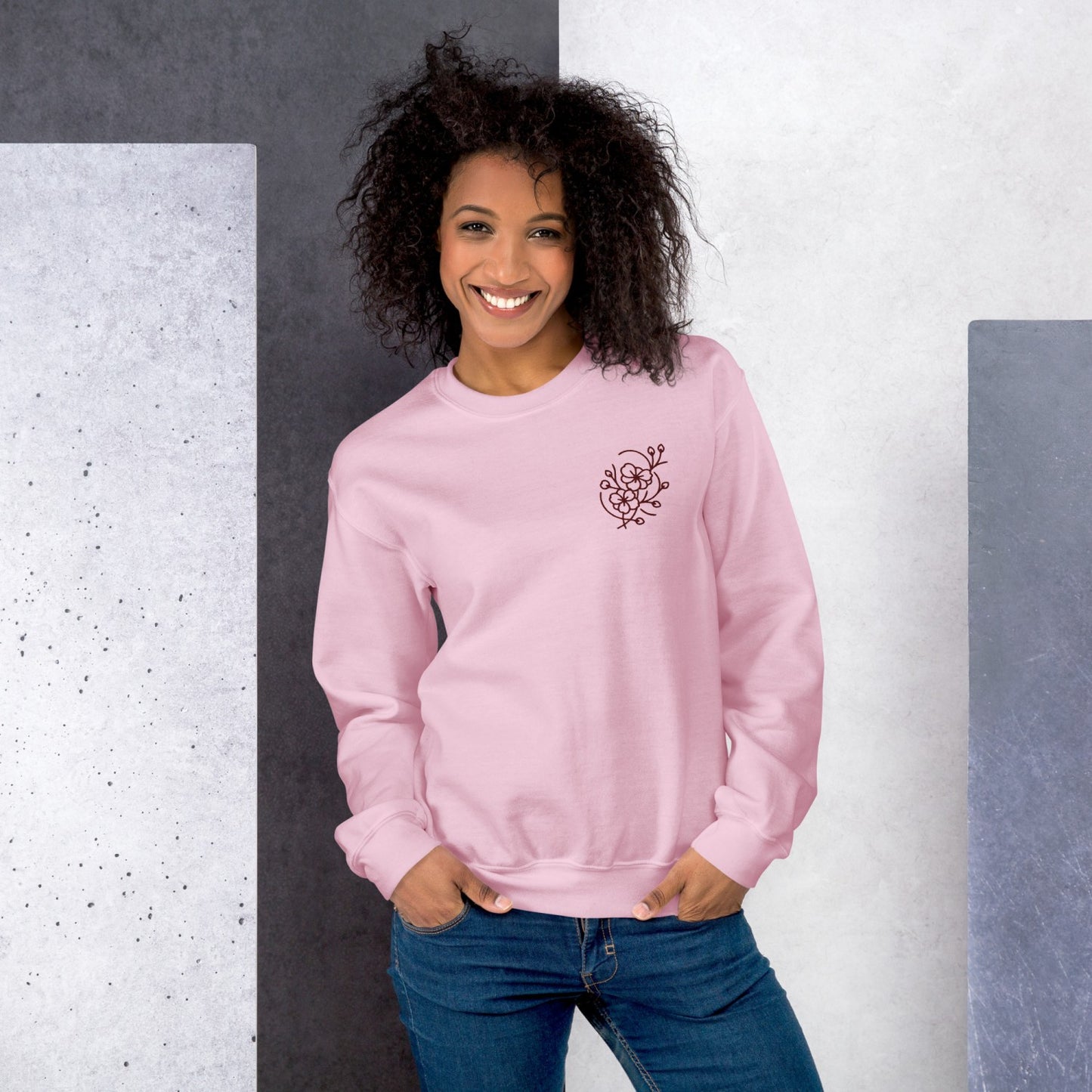 Cozy Embroidered Sakura Sweatshirt