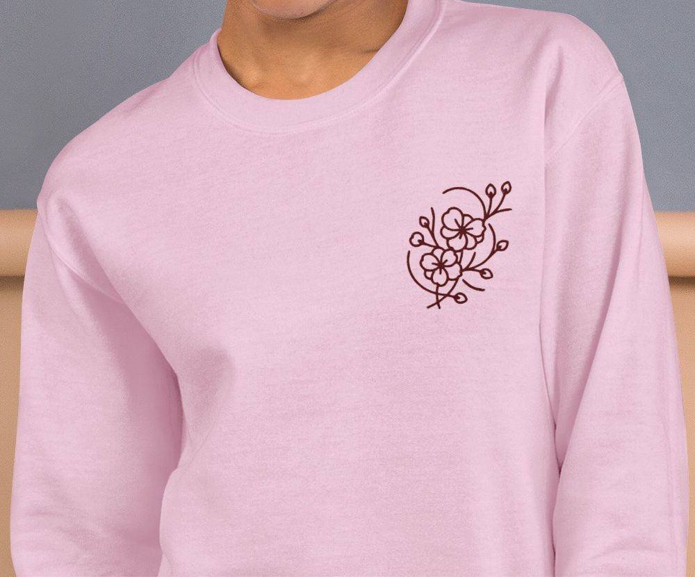 Cozy Embroidered Sakura Sweatshirt
