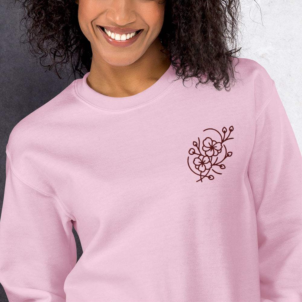 Cozy Embroidered Sakura Sweatshirt