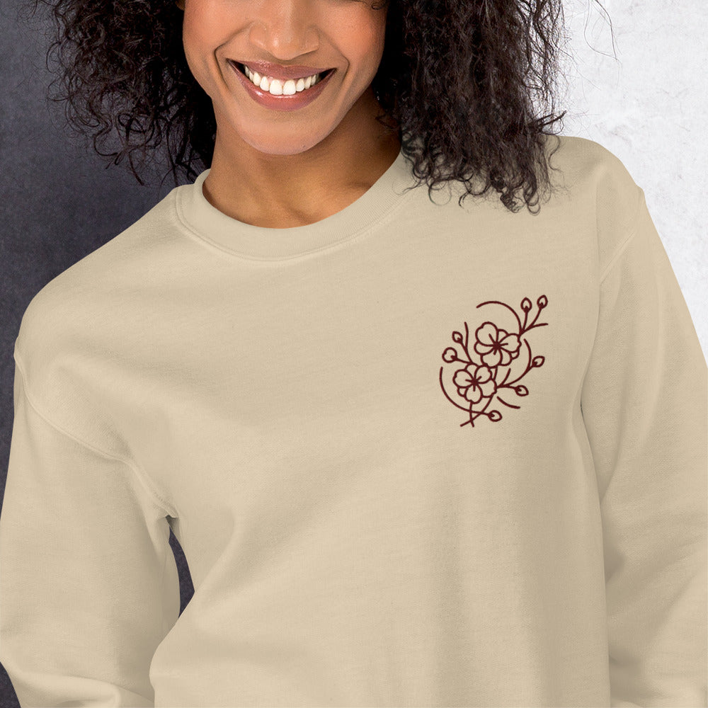 Cozy Embroidered Sakura Sweatshirt