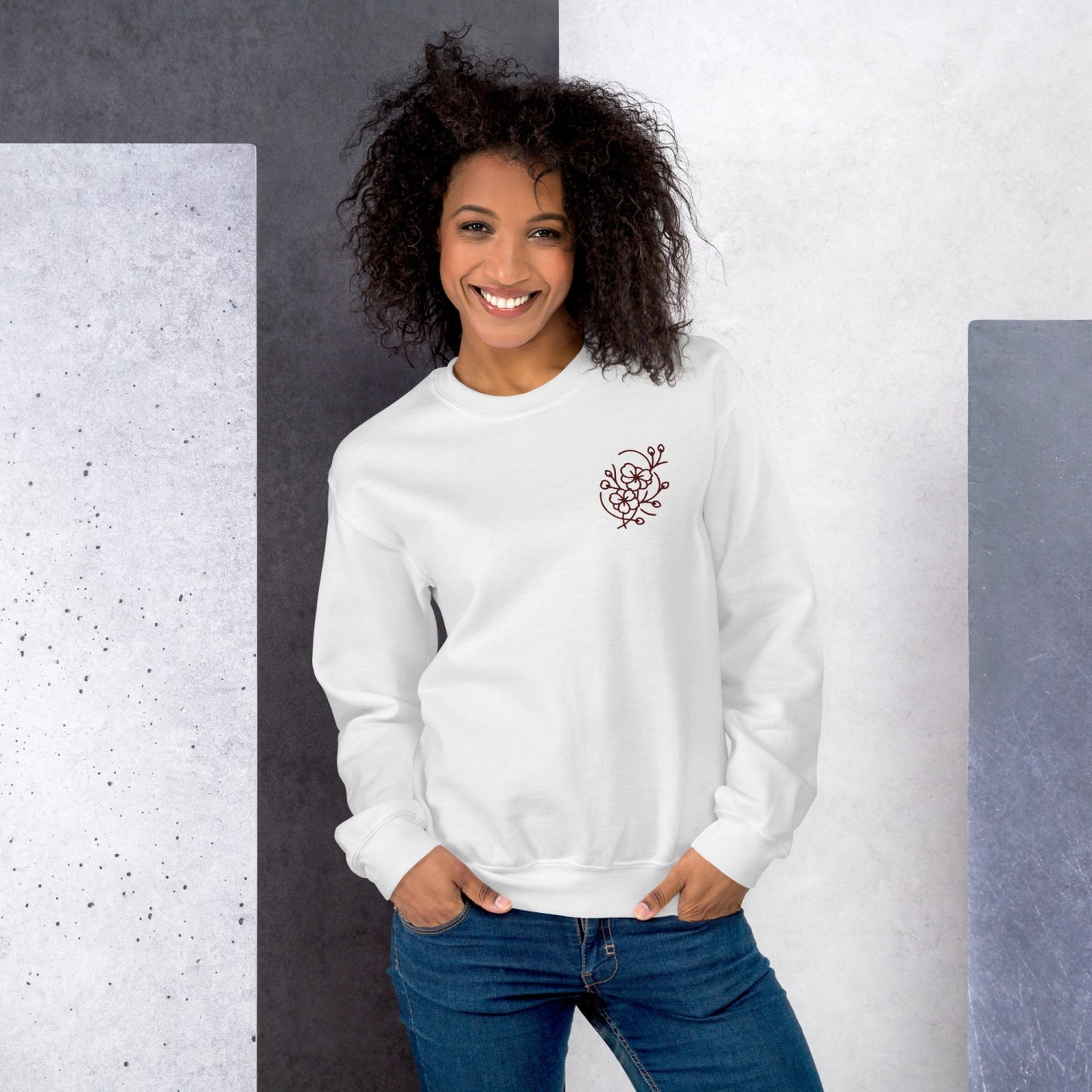 Cozy Embroidered Sakura Sweatshirt