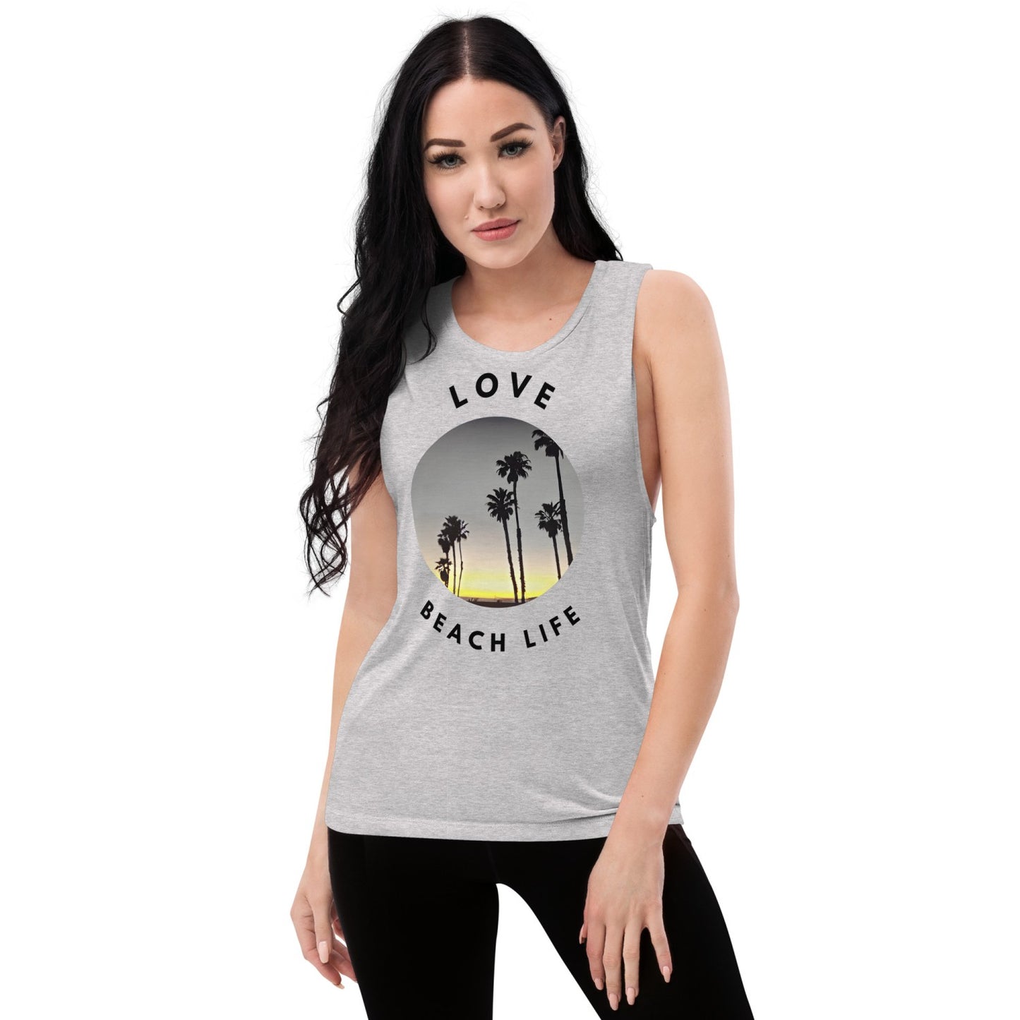 Chic Beach Scene Muscle Tank with Cool Logo