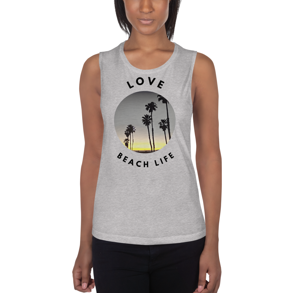 Chic Beach Scene Muscle Tank with Cool Logo