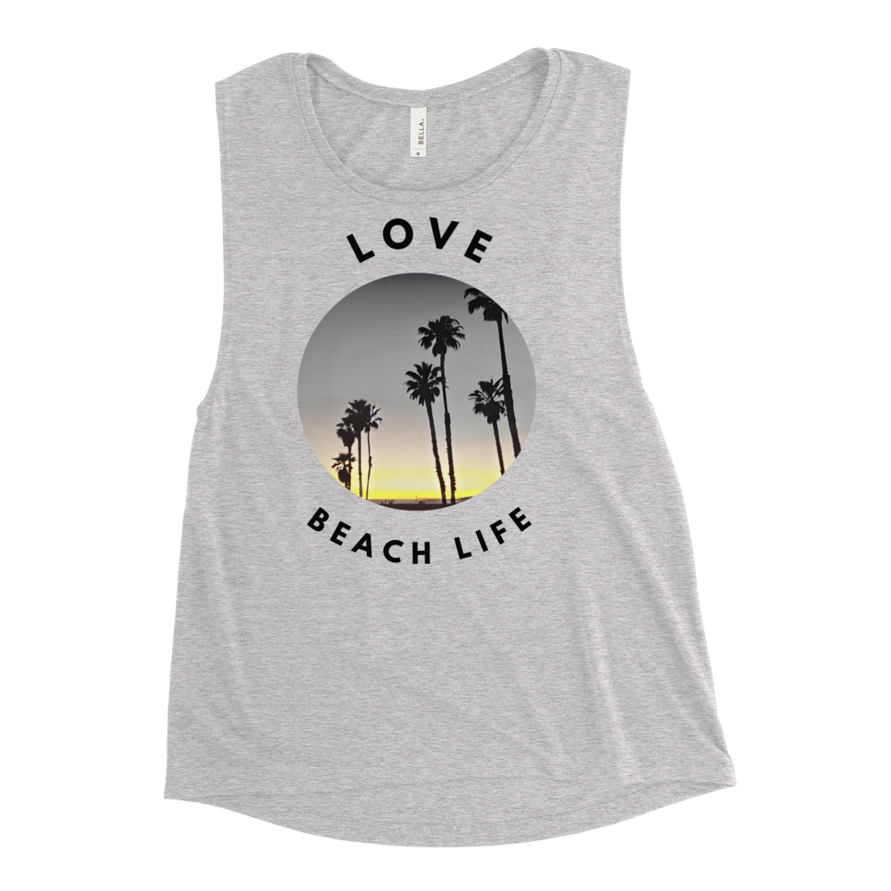 Chic Beach Scene Muscle Tank with Cool Logo