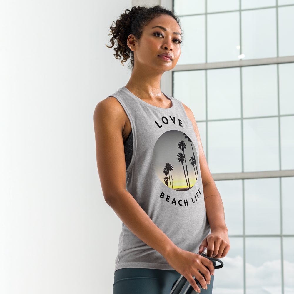 Chic Beach Scene Muscle Tank with Cool Logo