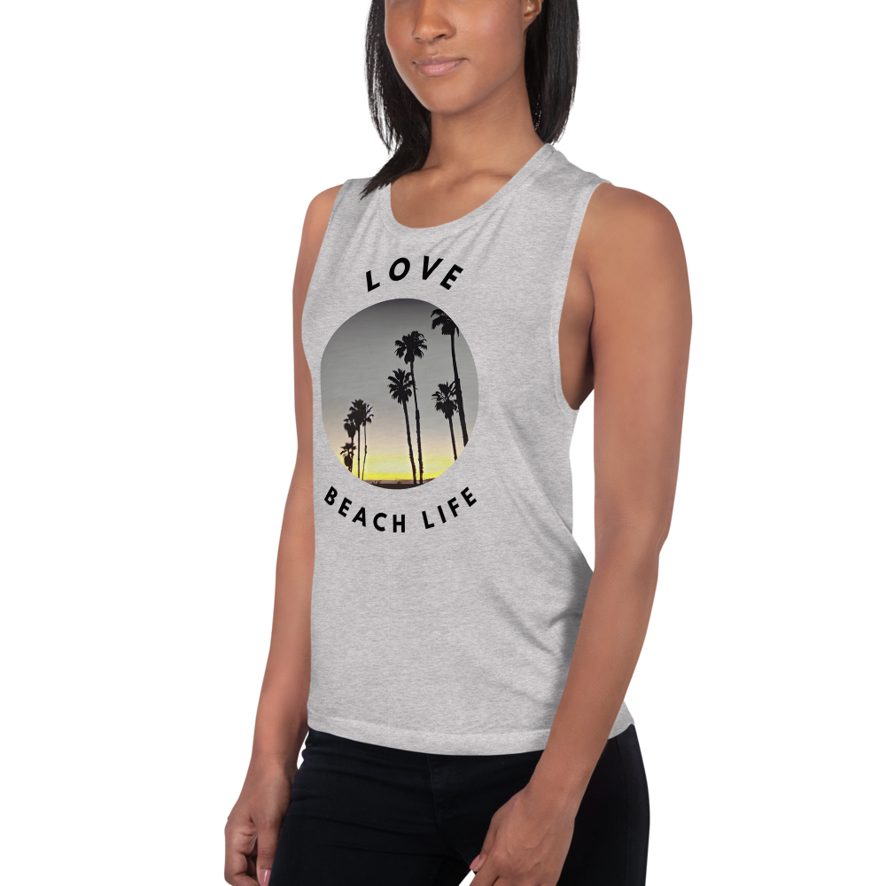 Chic Beach Scene Muscle Tank with Cool Logo