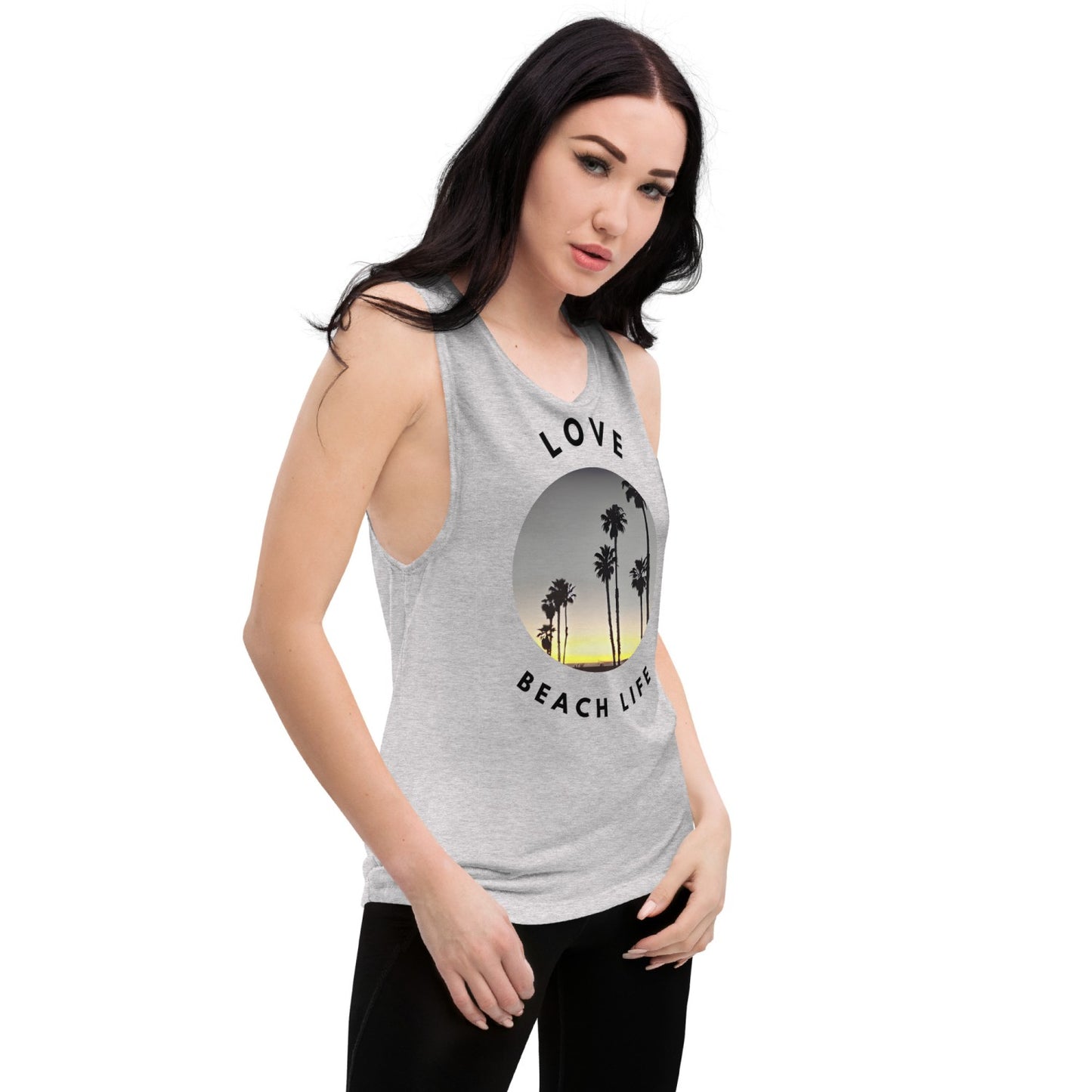 Chic Beach Scene Muscle Tank with Cool Logo