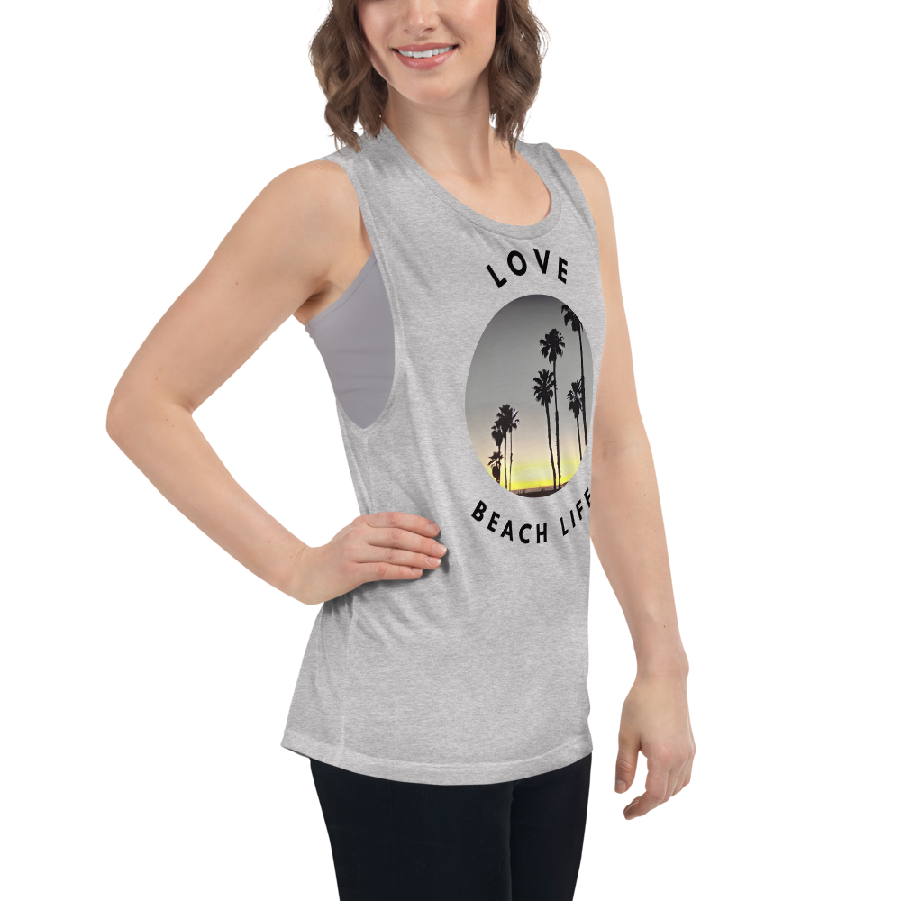Chic Beach Scene Muscle Tank with Cool Logo